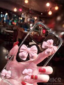 1 件全新闪亮蝴蝶结亚克力二合一手机壳，3D 蝴蝶结手机壳，适用于 11 12 13 14 15 16 Pro Max，节日礼物，女生礼物 Galaxy S23S24S25uS25 Edge 防水防震防摔防刮 - 粉色 - 查看 6