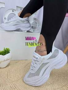 Women's Platform Sneakers, Beautiful, Comfortable And Resistant (LARGE SIZE) - 銀白色 - 查看 1