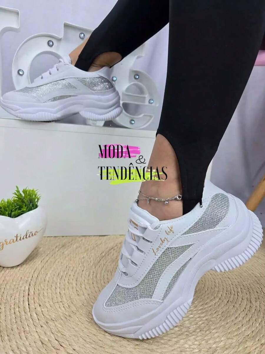 Women's Platform Sneakers, Beautiful, Comfortable And Resistant (LARGE SIZE) - 銀白色 - 查看 1