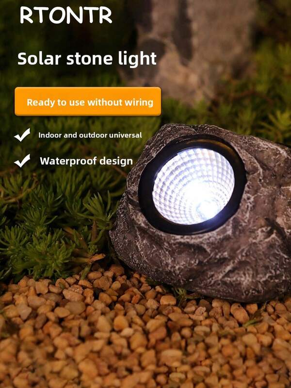 RTONTR 1 pieza Luces de roca solares para exteriores Luces de roca LED súper brillantes Luz solar de jardín IP65 a prueba de agua Foco para senderos, aceras, patios, paisajes