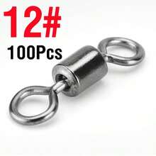 100pcs Fishing Bucket Bearing Swivel Solid Ring Lure Connector LB