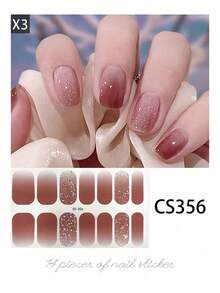 14pcs 3D Design, Full Coverage DIY Nail Art Set,Elegant Solid Color Jumping Gradient Glitter Nail Stickers, Long Lasting And Waterproof, Ideal For Party And Daily Nail Art Nails Nail Supplies - Follow Your Heart - View 30