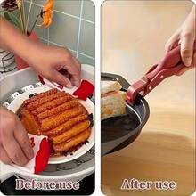 2 piezas de pinzas multiusos de cocina, soportes para ollas resistentes al calor y antideslizantes aptos para Instant Pot, microondas, freidora de aire - Herramientas de cocina esenciales en rojo y verde