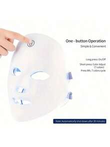 7-Color LED Light Mask - Rechargeable, USB-Powered With 400mAh Lithium Battery, Fragrance-Free, White - Ideal For Skin Care & Beauty Regimens, Light For Face - White - View 7