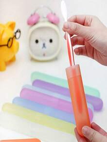 1/5pcs Travel Toothbrush Case - Portable Plastic Container For Storing Toothbrush Heads, Suitable For Daily Use And Travel - Available In Multiple Colors - Multicolor - View 3