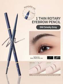 Amortals 二合一眉笔，带刷头 - 防水、防汗、持久、不晕染，1.5毫米超细顺滑旋转笔尖及螺旋刷头 - 适合初学者和专业化妆师 - 适用于冬季、夏季、春季、秋季、感恩节、万圣节、圣诞节、毕业典礼、生日、节日等各种场合 - 灰色 - 查看 2