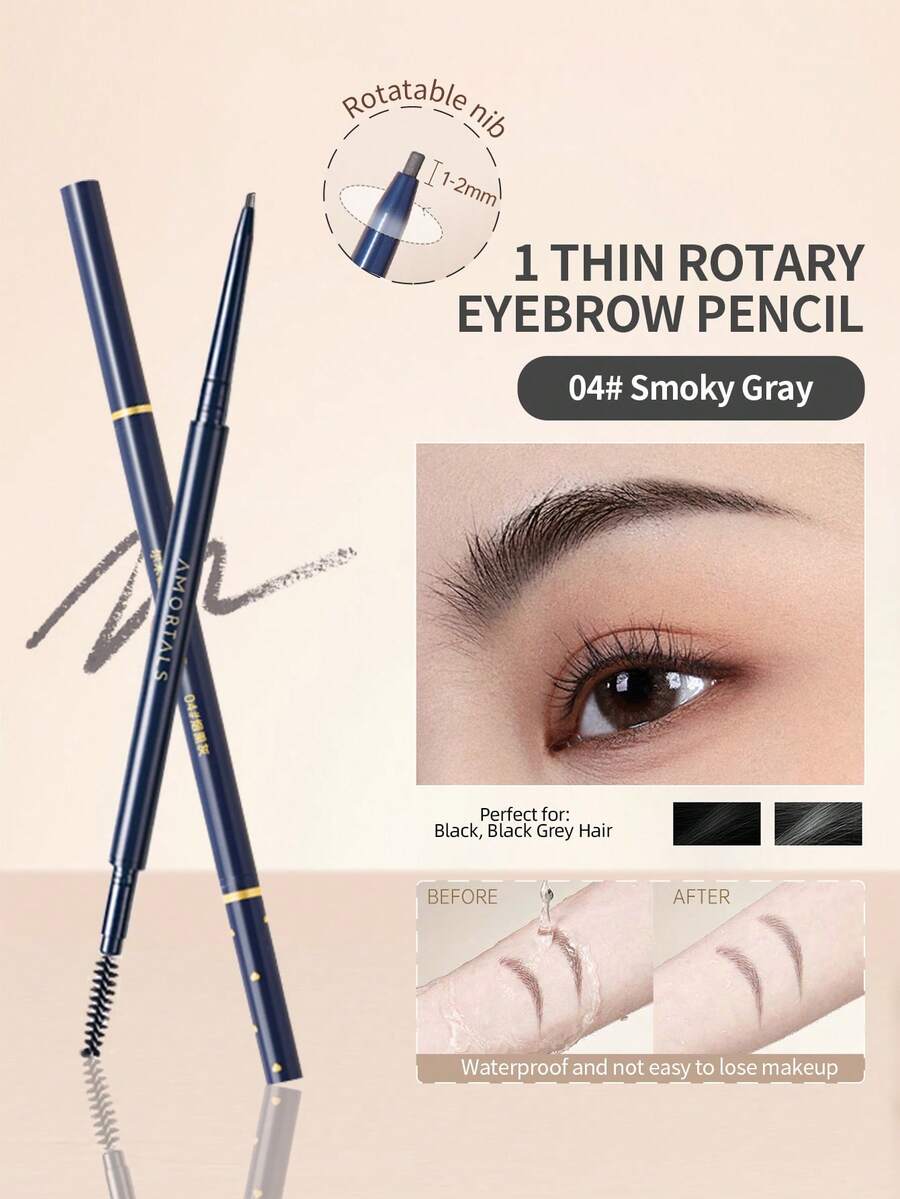 Amortals 二合一眉笔，带刷头 - 防水、防汗、持久、不晕染，1.5毫米超细顺滑旋转笔尖及螺旋刷头 - 适合初学者和专业化妆师 - 适用于冬季、夏季、春季、秋季、感恩节、万圣节、圣诞节、毕业典礼、生日、节日等各种场合