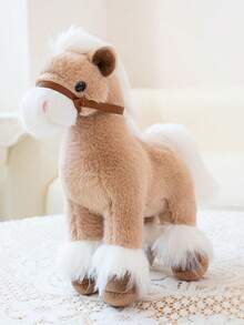 25厘米/9.84英寸仿真马毛绒玩具可爱柔软马填充动物毛绒玩具装饰创意礼物儿童生日派对家居女孩房间装饰游戏收藏品