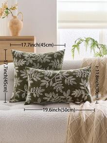 غطاء وسادة مطرز بورقة خضراء، مناسب للديكور الداخلي، غطاء وسادة لجميع المواسم، لا يشمل إدراج الوسادة - أخضر - مشاهدة 4