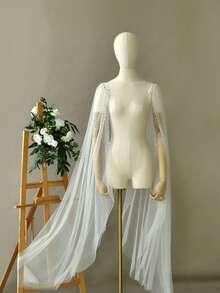 1 paire de châle en mousseline de soie et faux perles élégant pour femmes, léger et fluide, parfait pour les mariages et les événements formels - VG123 - Voir 10