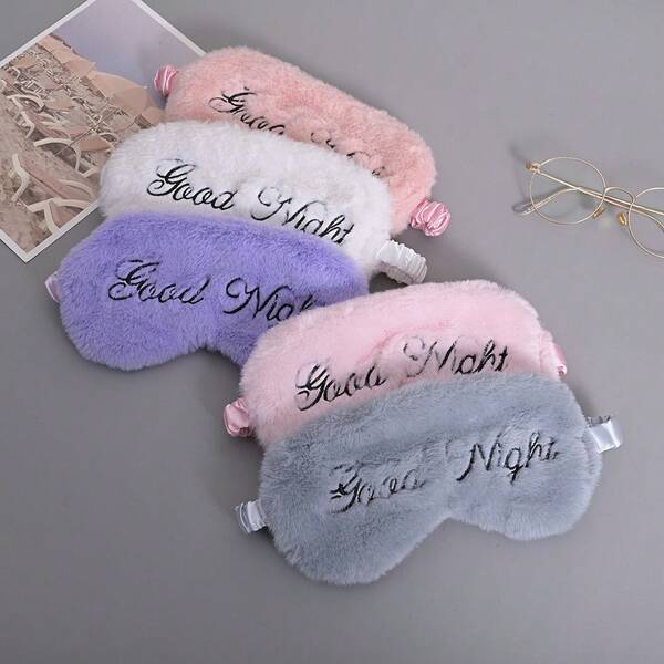 1 pieza Máscara de ojos de peluche linda, máscara de ojos suave y cómoda, accesorio de viaje adecuado para el hogar y los viajes