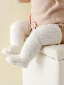 3 Pairs Baby Thick Fleece High Socks, Panda Grip Bottom Floor Socks, Warm For Autumn/Winter, Suitable For Below 5 Degrees - Multicolor - View 5