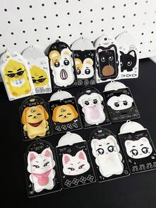 1 peça porta-cartões com imagem de animal fofo, porta-álbum de ídolos K porta-cartões com proteção En-Hypen, material PU, aplicável a cartões de fotos de 3 a 3,5 polegadas, cartões de fotos de estrelas, porta-cartões de fotos, chaveiro, periférico de jogos de anime, armazenamento e exibição de cartões pequenos