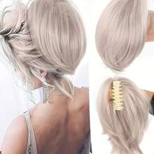 Synthetic Claw Clip Ponytail Extension 8-Inch Light Brown Short Curly Ponytail Hair Piece For Women's Daily Use