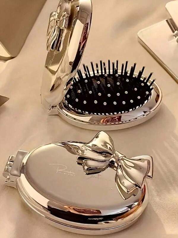 Small Portable Folding Comb With Air Cushion For Smooth Hair Massage, Mini Mirror And Integrated Comb For Women ,Hair Styling Kit ,Hair Tool Kit ,Hair Styling Tools