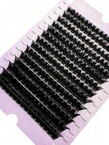 224Pcs/ Set 14Rows 160Roots 0.05mm Soft Lash Mink Fur Eyelashes 9-16mm Mixed Length 3D Russian Volume Lash Individual Lashes Makeup Black Lashes Purple Box Packaging Lash Clusters,Eye Lash Clusters,Individual Eyelashes,Lashes,Fake Lashes - 黑色 - 查看 7