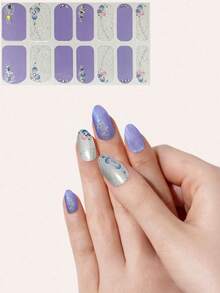 New Almond Nail Wave Line Green Leaf 3D Nail Art Stickers, Colorful Nail Decals DIY Combination Nail Art Decorations