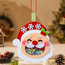 DIY ozdoby świąteczne, choinka, wianek Świętego Mikołaja, wiszący wisiorek na przyjęcie świąteczne, wiszący materiał z włókniny, dekoracja dla dzieci, świąteczna kreskówka z włókniny, wiszący wisiorek z włókniny, zestawy DIY, materiały dla dzieci, łatwe do wklejenia akcesoria, rękodzieło, puzzle z włókniny, zabawki, wianek z włókniny