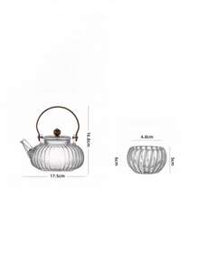 1pc High Heat Resistant Glass Teapot With Filter, Wooden Handle, Thick Glass, Home Use Tea Pot