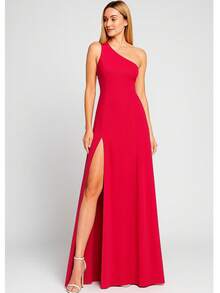 Women's Long Dress With Slit For Parties, Weddings, Graduations, Dinners - Rosa Fucsia - Ver 5