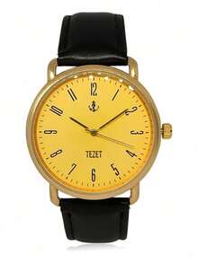 Men's Watch With Leather Strap And Metal Original Launch - Golden - View 2