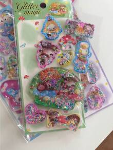 3D Cartoon Animal Water-Filled Decorative Stickers, Suitable For Scrapbooking, Rewards, And Christmas Crafts
