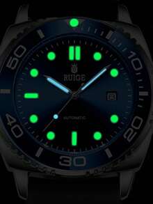 RUIGE Reloj automático mecánico clásico de negocios RUIGE para hombres, con pantalla de calendario, correa cómoda, luminoso y minimalista reloj deportivo de moda para hombre - Acción de Gracias