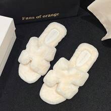 Women's Autumn/Winter Home Slippers, Fluffy Plush Open-Toe Solid Color Indoor Slippers, Comfortable Quiet Bedroom Floor Slippers, Soft Sole Lightweight Fuzzy Slippers - Plush - View 15