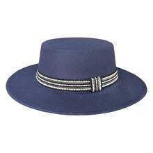 Paris Lurex Felt Hat With Medium Brim And Exclusive Band - 海洋 - 查看 3