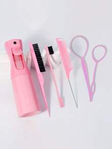 7pcs/6pcs Kids Hair Comb And Spray Bottle Set (6.8oz/200ml), Continuous Fine Mist Spray Bottle, Suitable For Adults And Girls Hair, Fun Combs, Rat Tail Comb, Edge Comb, Perfect For Hair Styling And Barbers - Multicolor - View 6
