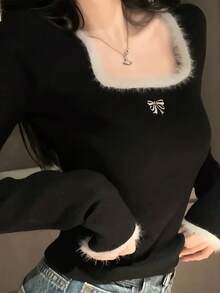 Women Knit Tops - Black - View 1