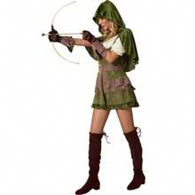 1 Set Disfraz de Robin Hood de ante sintético verde para mujer, adecuado para la actuación del Día de San Patricio, para todas las estaciones