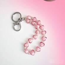 1pc Handmade Beaded Heart Shaped Phone Lanyard, Phone Charm Accessory, Anti-Lost Phone Strap, Bracelet Pendant, For Friends Halloween Accessories Teachers Day Christmas Gift Ideas