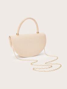 优雅丝绒女士手提包，简约链条手拿包，轻便奢华派对/晚宴包，送给女朋友的完美生日礼物，适合派对、婚礼、舞会、正式场合，可搭配节日派对礼服、晚礼服和亮片连衣裙。 - 杏色 - 查看 5