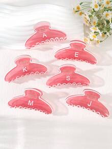 1个粉色字母发爪夹，适合日常佩戴 - 彩色 - 查看 3