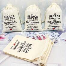 10 piezas de bolsas de cordón de color beige para bodas españolas y fiestas, adecuadas para empaquetar artículos de recuperación de resaca - Beis - Ver 1