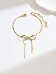 1 件精致金色蝴蝶结手链，细链设计打造柔和的蝴蝶轮廓，紧密贴合手腕，为腕间增添优雅、甜美的魅力 - 金黃色 - 查看 5