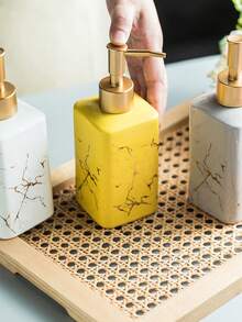 1pc 320ml Ceramic Refillable Liquid Soap Dispenser Bottle, Luxury Style Pump Lotion/Shower Gel Bottle, Suitable For Bathroom, Hotel, Restroom