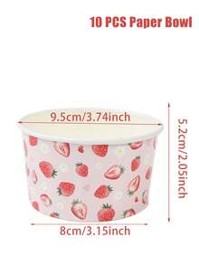 10Pcs 8oz Disposable Paper Bowl,Ice Cream Cups With Jungle Animals,Strawberries,Mermaids,Unicorns Design,Popcorn Box,Birthday Party Tableware,Picnic Party Supplies,Under The Sea Party Decor,Jungle Theme Birthday Party Decoration,Gender Reveal Party Decor,Baby Shower Decorations,1st Birthday Party Decorations - 彩色 - 查看 9