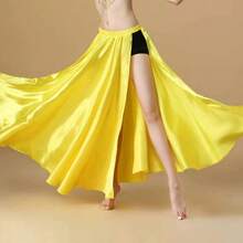 Fashion Dance Maxi Skirt, Women's Satin Double Slit Flared Skirt, Suitable For Belly Dance, Flamenco, Rock - Multicolor - View 7