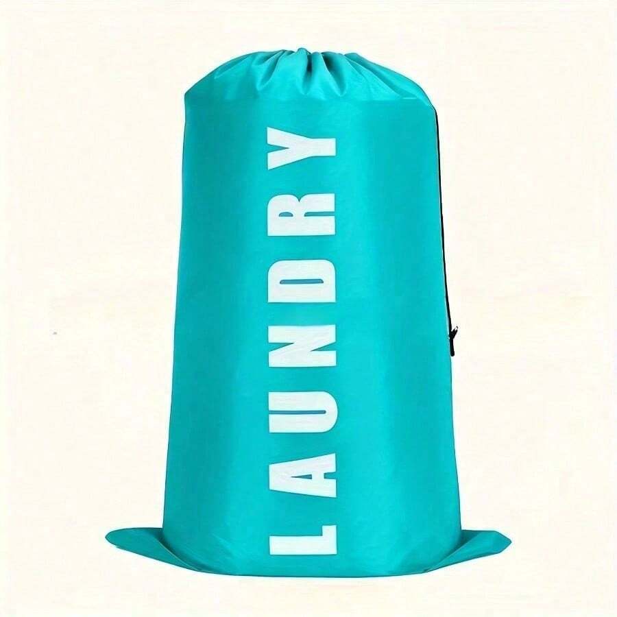 Extra-Large Capacity Canvas Laundry Bag - Durable Drawstring Closure, Washable, Portable, Folding, And Collapsible - Ideal For Home, Travel, And Storage Organization - Light Blue - View 1