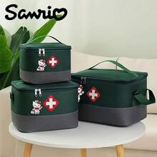 Sanrio 1 حقيبة تخزين الأدوية من سانريو - منظم من قماش الأكسفورد ذو سعة كبيرة وأقسام متعددة للاستخدام المنزلي والسفر والمستشفى والخارجي