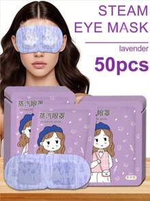 50pcs Lavender Scented Steam Eye Mask, Hot Compress Eye Mask, Self-Heating Sleep Eye Mask, Travel Essential, Disposable Eye Mask, Gentle Texture, Low Allergenicity, Suitable For All Skin Types - Purple - View 3