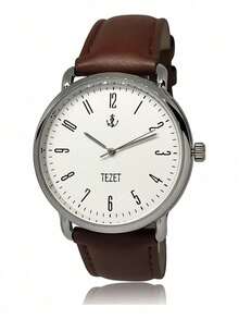 Men's Watch With Leather Strap And Metal Original Launch - Silver/Brown - View 1