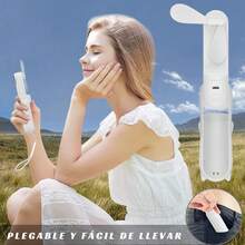 Ventilador Plegable de Mano Recargable USB 3 en 1 para Emergencias - Rosa - Ver 2