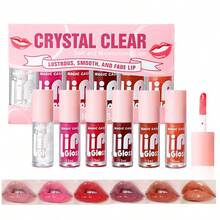Set de 6 colores de brillo labial hidratante, lápiz labial líquido, lápiz labial multicolor, no pegajoso, alto rendimiento de color - Set de aceites labiales de 6 colores - Ver 2