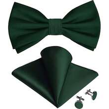 纯色男士预系领结、口袋巾和袖扣套装，适用于舞会、婚礼招待会、新郎/伴郎、宴会、仪式、正式会议、休闲派对、重要时刻 - 粉色 - 查看 8