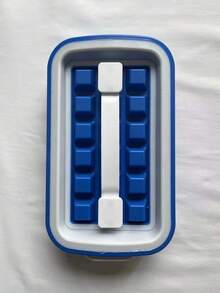 1 Stück wiederverwendbare 16-Fach Quadratische Eiswürfelform, ABS Eiswürfelform, Berührungslose Eisherstellung, Küchen- & Bar-Zubehör (Blau/Grün)