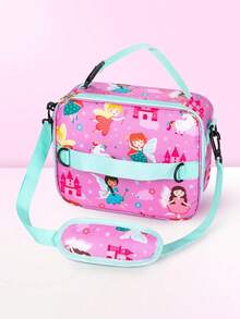 1pc Colorful Cartoon Print Insulated Lunch Bag, Large Capacity, Portable Cooler Tote With Shoulder Strap, Perfect For Work And Outdoor Activities, Thermal Cooler, Lunch Bag Insulate