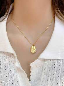 1pc Relief Tulip Necklace Women Stainless Steel Collarbone Chain Couples Gift - Tulip Necklace - View 4